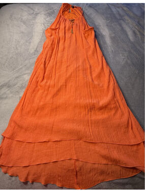 Mille Gabrielle Orange Halter Midi Dress Women’s Sleeveless Summer Size 2 XL